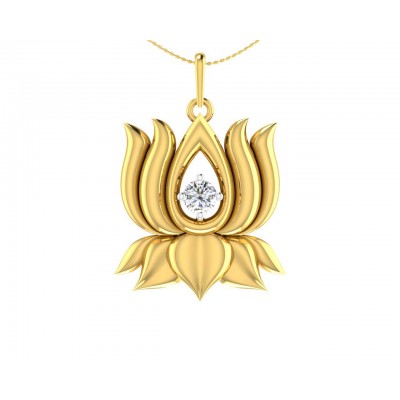 Auspicious Lotus Pendant in Gold 